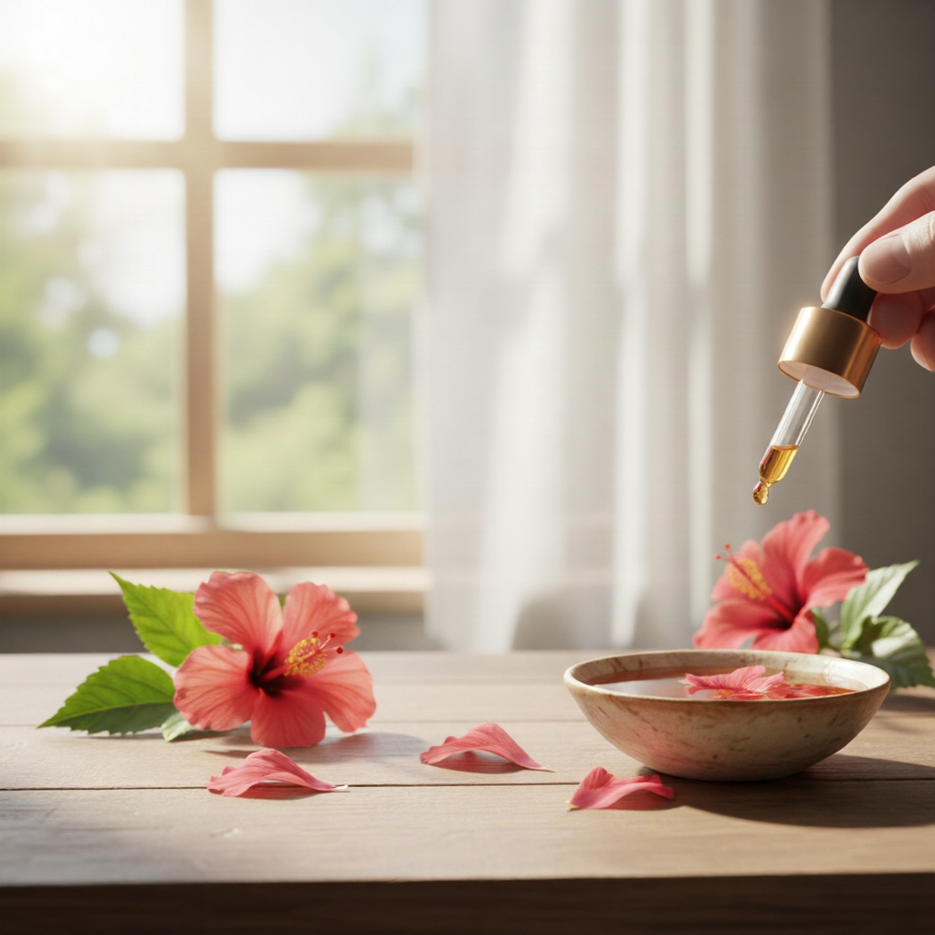Organic Hibiscus Essential Oil: Solar-Infused Floral Elegance with Gentle Warmth
